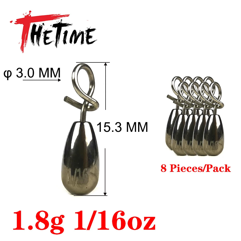 THETIME 1.8-21g Drop Shot Fishing Sinker Weights Soft Lure Free Rig Hook Connector line Sinkers For Bass Fishing Accessories