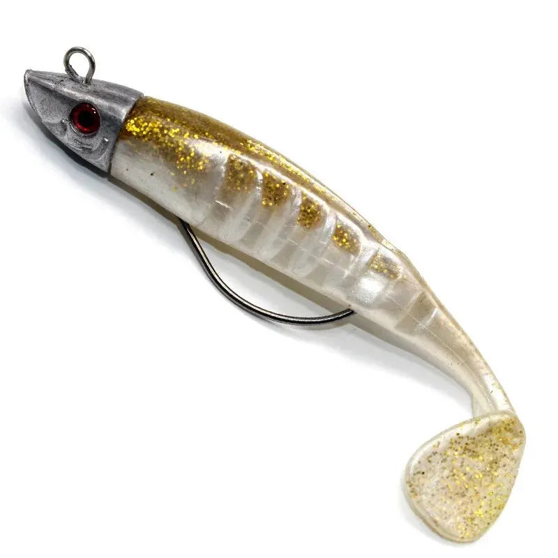 BURLE 10cm 15.5g 13cm 26g T Tail Soft Lure Jig Head Soft Fishing Lure With Barbed Hook