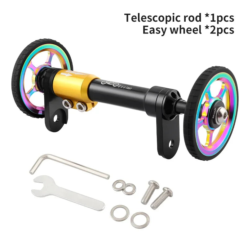 MUQZI Eazy Wheel and Extender Telescopic Mounting Axle Rod Kit Compatible with Brompton Folding Bike