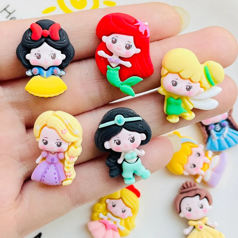 10 Pcs New Mini Kawaii Cartoon Princess Series Resin Scrapbook Diy Jewelry Hairpin Headrope Decoration parts A18