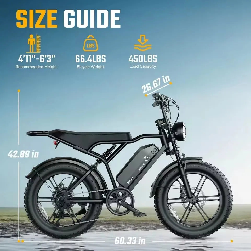 Factory Directly Supply E Bikes Ecoride V8 Ready to Ship Fatbike Fat Bike Electric Bike K7 Ebike Eu Br Warehouse
