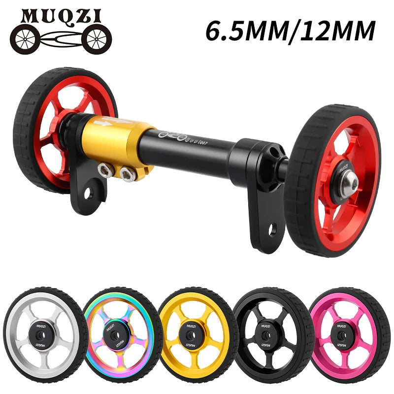 MUQZI Eazy Wheel and Extender Telescopic Mounting Axle Rod Kit Compatible with Brompton Folding Bike