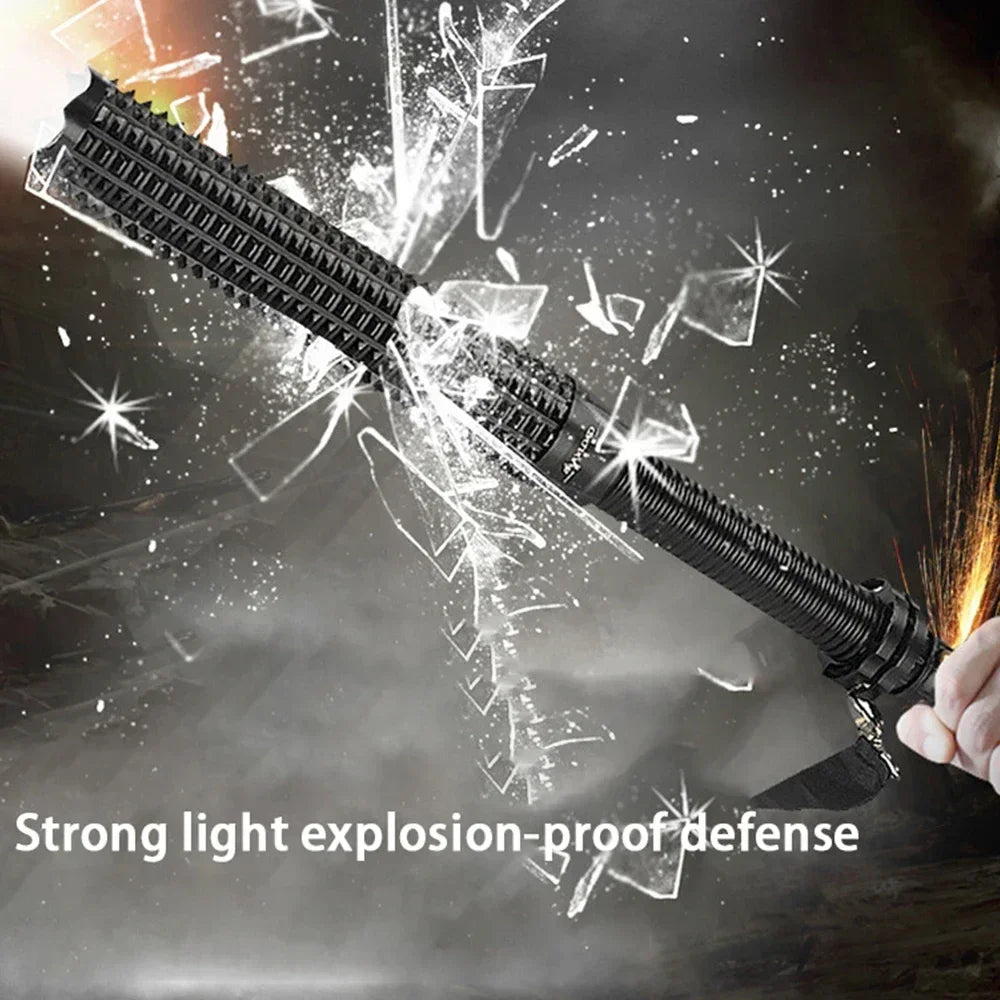 Wolf Tooth Stick Flashlight Strong Light Charging Outdoor Super Bright Multi Functional Telescopic Self Defense Window Patrol