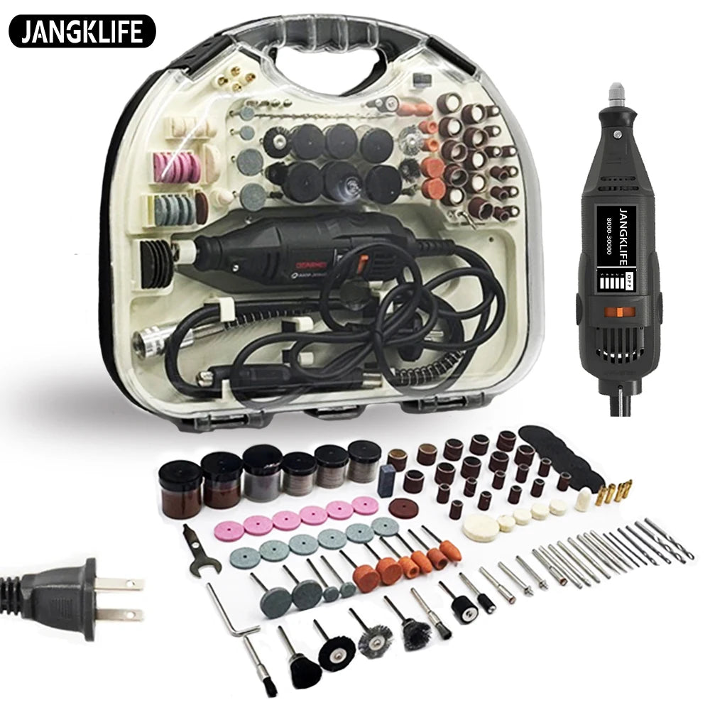 JANGKLIFE 110V 220V Power Tools Electric Mini Drill Die Grinder Engraver Polisher with Rotary Tools Set Kit For 3000 4000