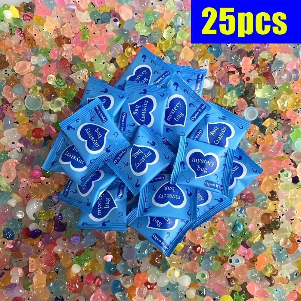5/25/50pcs Glow in the Dark Mini Resin Animals & Mushroom Blind Bags Fairy Garden Decor, Micro Landscape, Birthday Gift Surprise
