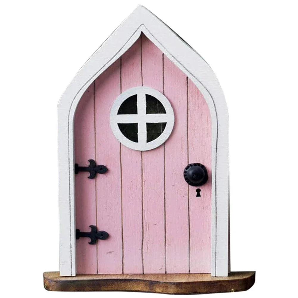 Elf Fairy Door Miniature Garden Tree Doors Miniature Yard Art Wooden Sculptures Mini Home Garden Doors Christmas Decoration