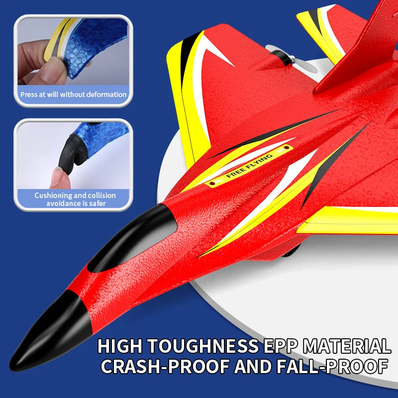 DWi RC Foam Airplane 2.4G Remote Control Glider Fighter Jet with Cool LED Light Toy Gift for Boys Kids Remote control aircraft