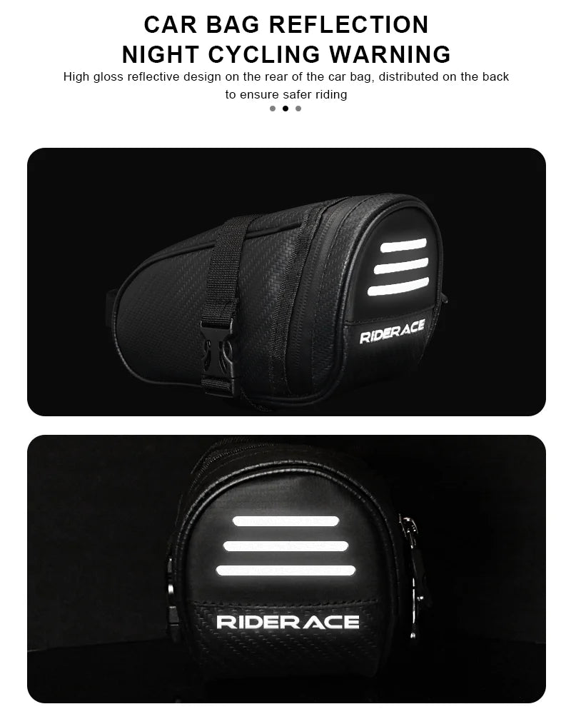 RIDERACE Bicycle Saddle Bag Small Waterproof Storage Black  Reflective For MTB Road Mountain Bike Seat Tail Rear Tool Pouch Bag