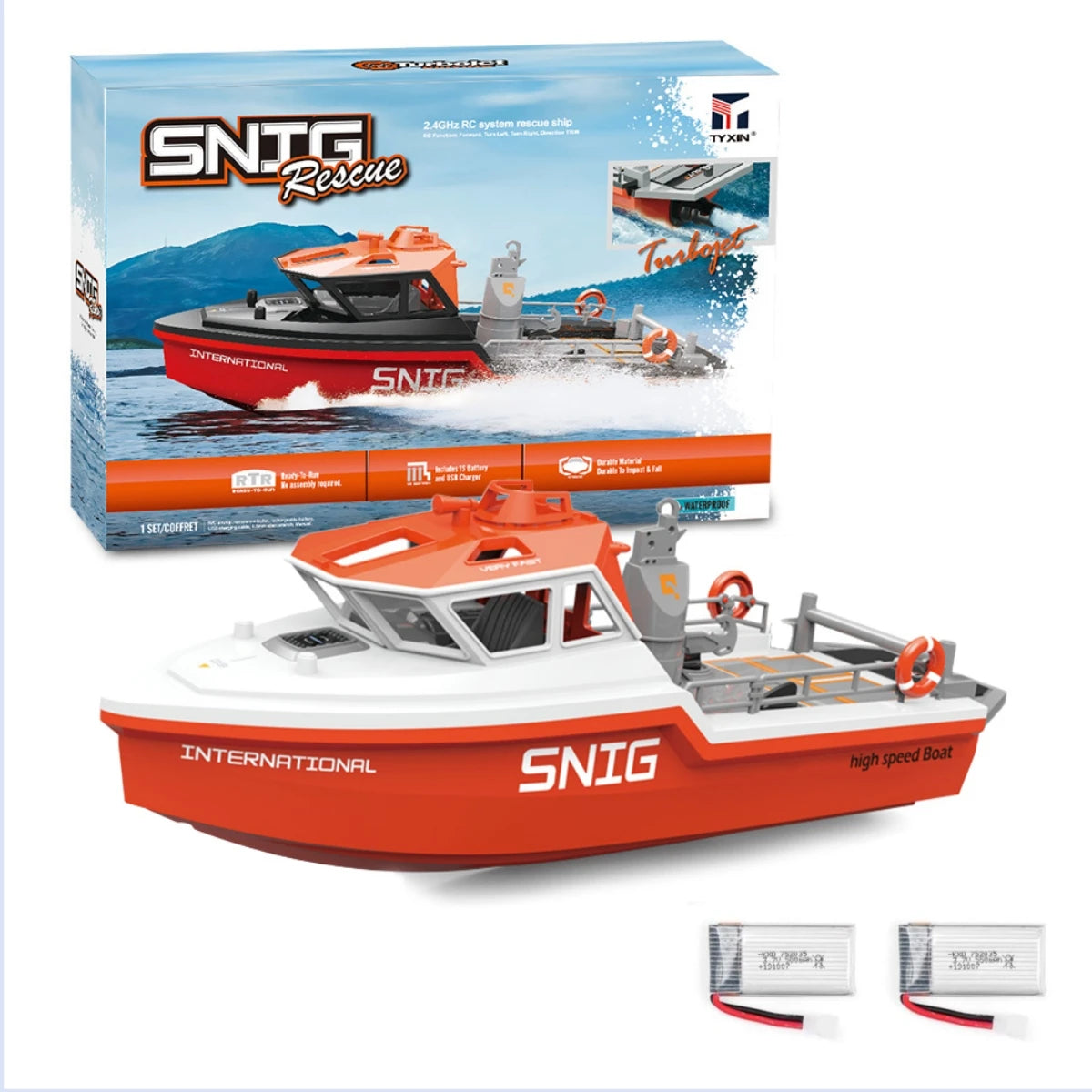 TX694 Rc Boat Brushless Motor Electric 2.4G 1/32 Remote Control Rescue Boat Model Pool Toys Gifts for Kids Boys