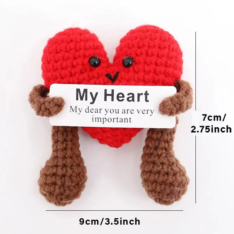 Positive Energy Pocket Hug Crochet Doll, Mini Handmade Knitted Plush Potato Turtle Vegetable Duck Funny Support Gift with Card