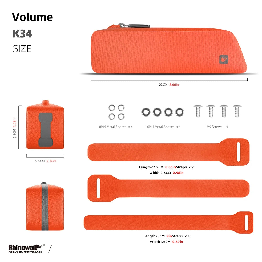 Rhinowalk Bike Top Tube Bag TPU Cycling Front Bag With Screws or Straps Waterproof Windproof Gravel Road Bike Top Frame Bag New