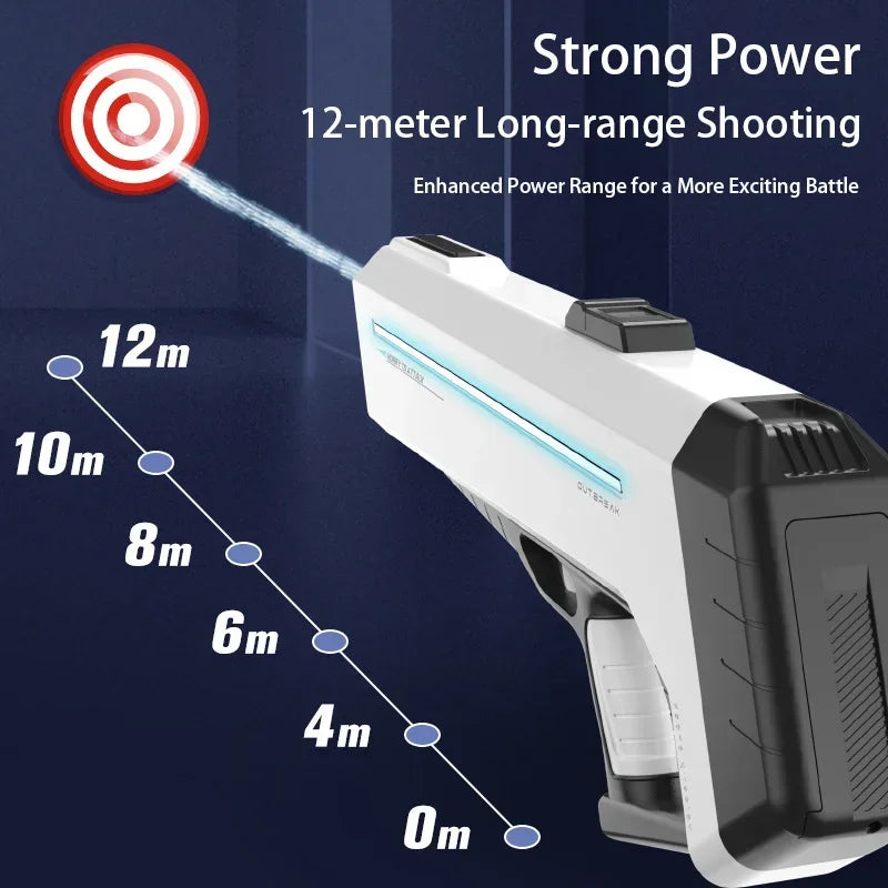 Super Burst Automatic Water Gun Toy, 2024 NEW LED Large Capacity Electric Shooting Water Gun Outdoor Swimming Pool Adult Gifts