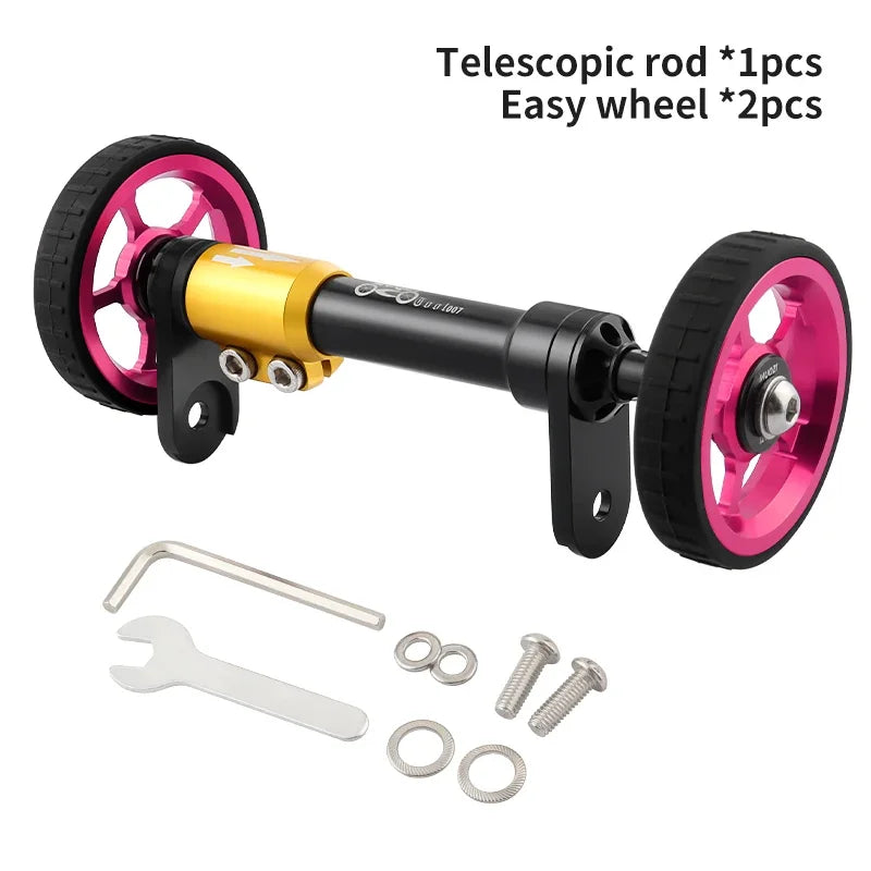 MUQZI Eazy Wheel and Extender Telescopic Mounting Axle Rod Kit Compatible with Brompton Folding Bike