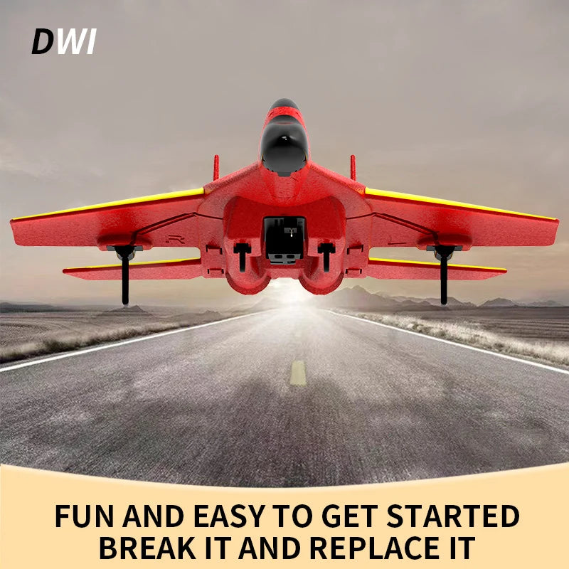 DWi RC Foam Airplane 2.4G Remote Control Glider Fighter Jet with Cool LED Light Toy Gift for Boys Kids Remote control aircraft