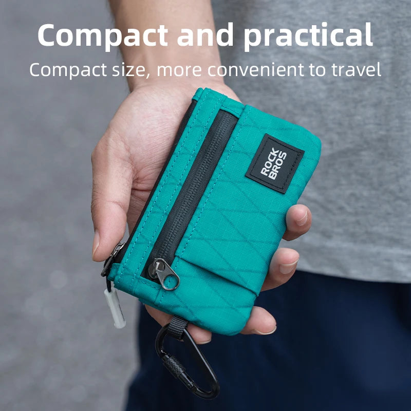 ROCKBROS Portable Wallet Card Bag Ultra-Light Stylish Sports Mini Credit Card Wallet with Hang Lock Compact Storage Bag
