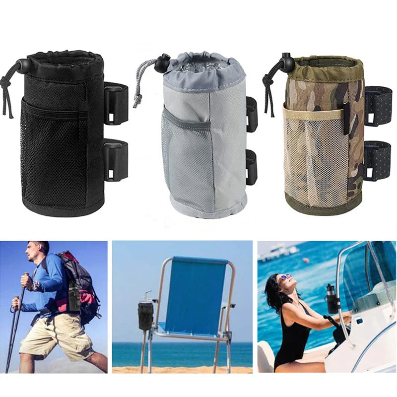 Water Bottle Pouch Drawstring Thermal Insulation Layer Cart Cup Holder Kettle Carrier Bag Bike Storage Pocket Water Bag