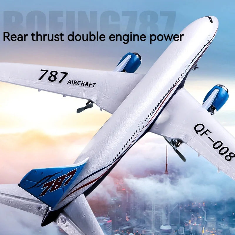 Qf008 Boeing 787 Three Channel Remote Control Aircraft Fixed Wing Foam Glider Aircraft Model Teaching Aircraft Introduction Toy