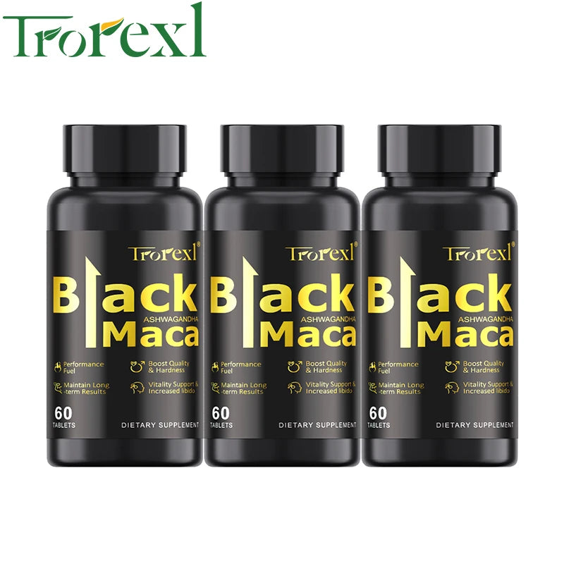 Organic Black Maca Pills 60 Tablets Men Enhancing Supplement Improve Size Endurance Promotes Healthy Energy