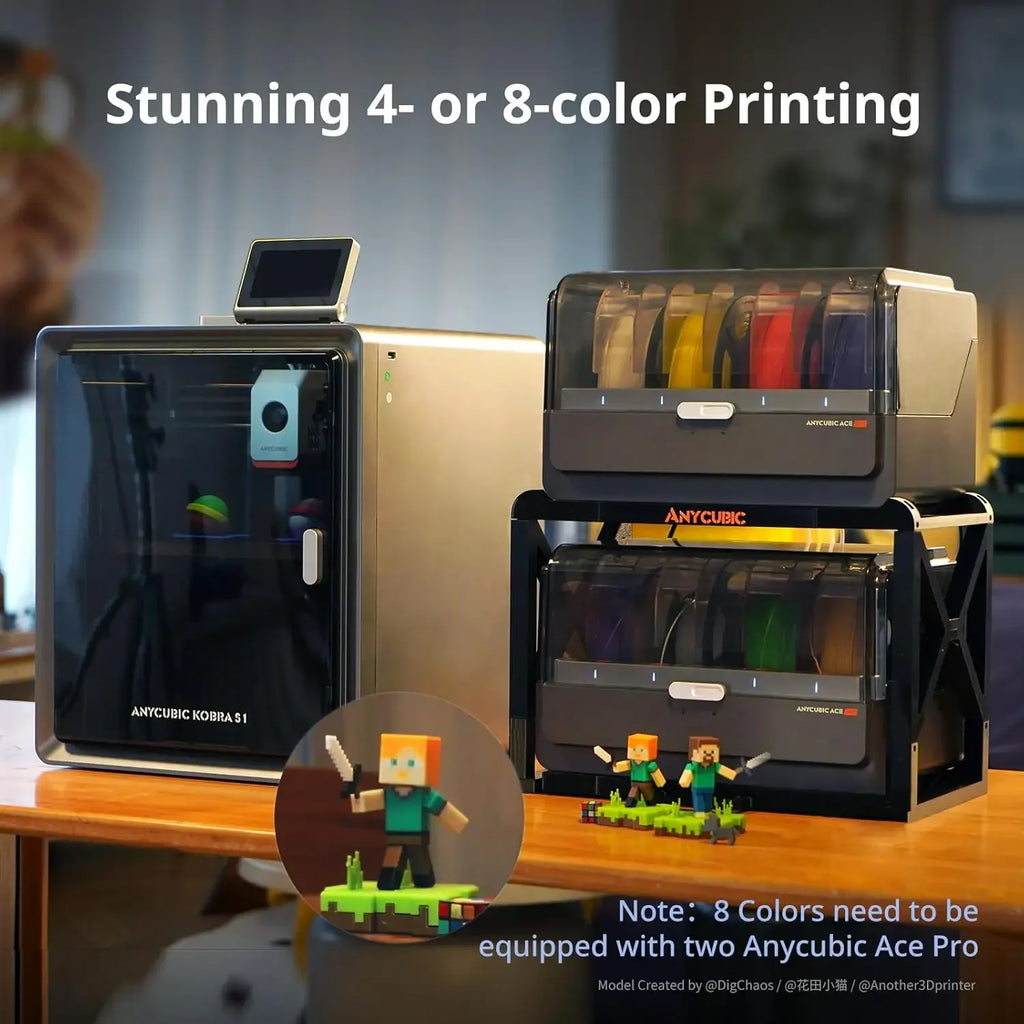 Anycubic Kobra S1 Combo Multi-Color 3D Printer High Speed Max 600mm/s High Precision Rapid Printing 250x250x250mm