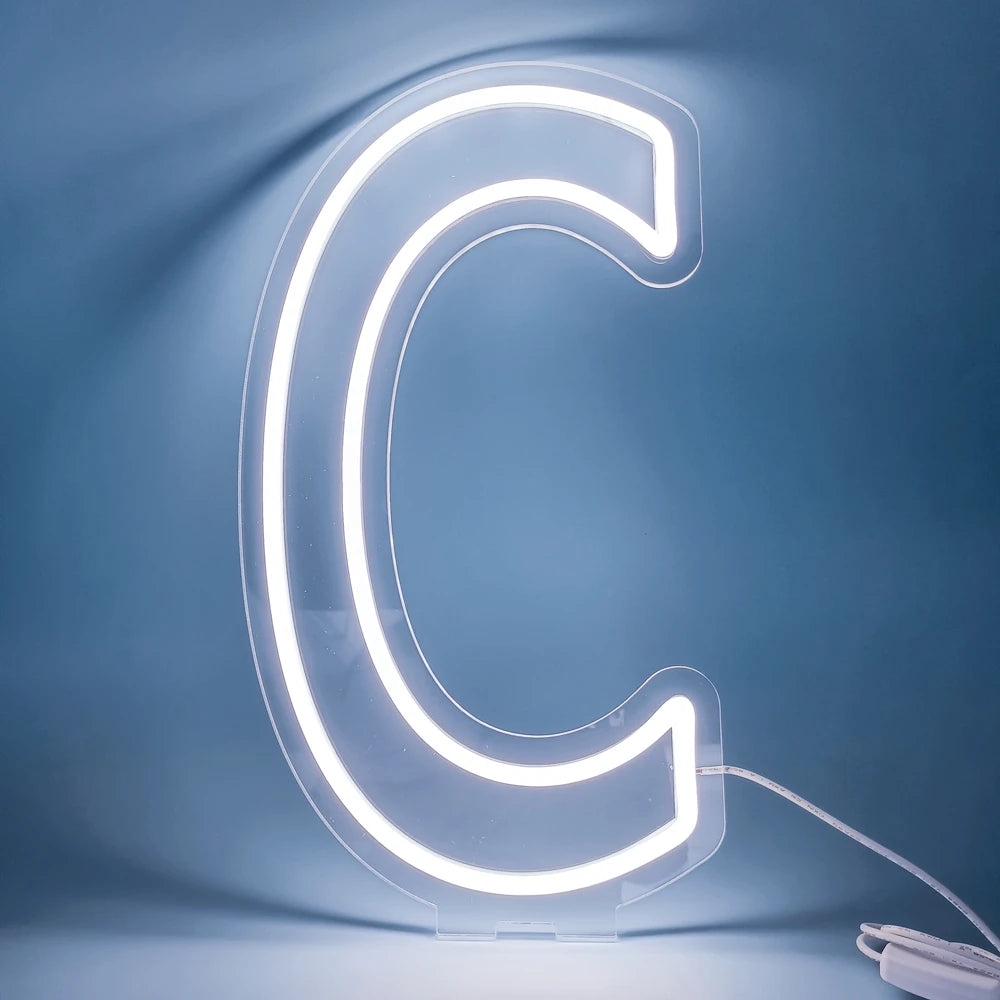 45cm High Stand-Up Neon Letter Sign USB Plug-In Night Light Sweet Alphabet for Wedding Birthday Home Bar Festival Decor