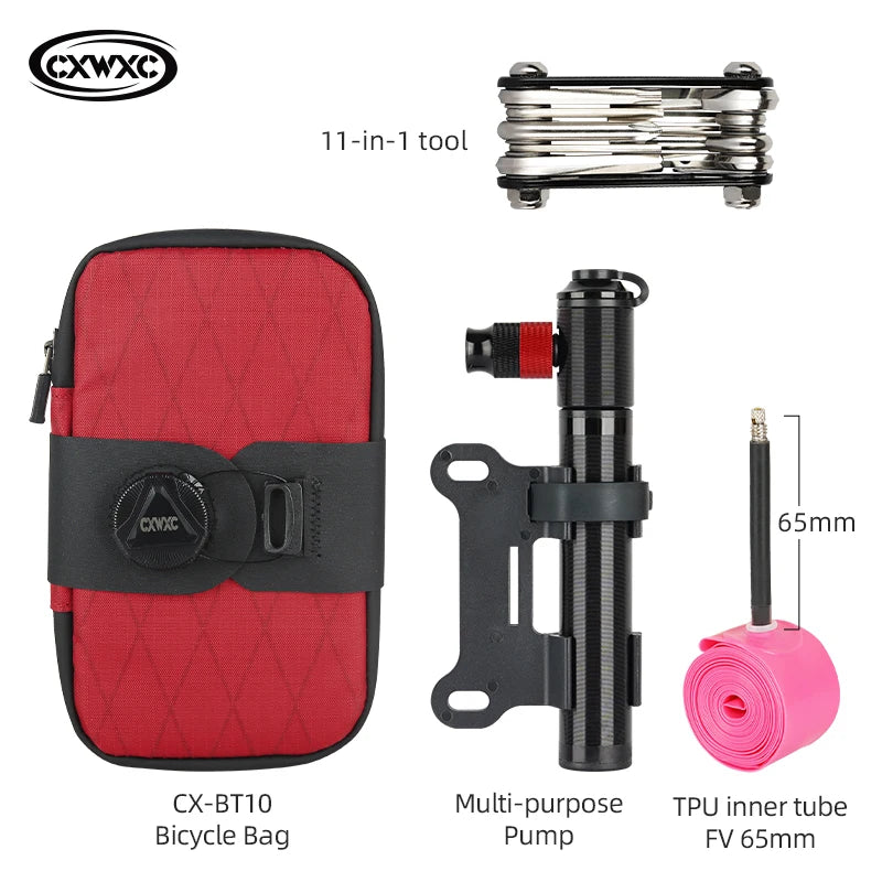 CXWXC Mini Bicycle Saddle Bag 0.6L Lightweight Small MTB Road Bike Tail Bag Portable Multi function boa Lockable Cycling Bag
