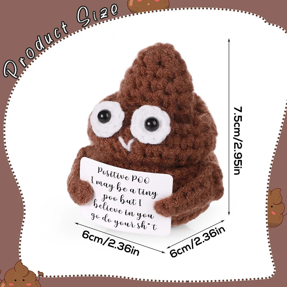 Positive Energy Pocket Hug Crochet Doll, Mini Handmade Knitted Plush Potato Turtle Vegetable Duck Funny Support Gift with Card
