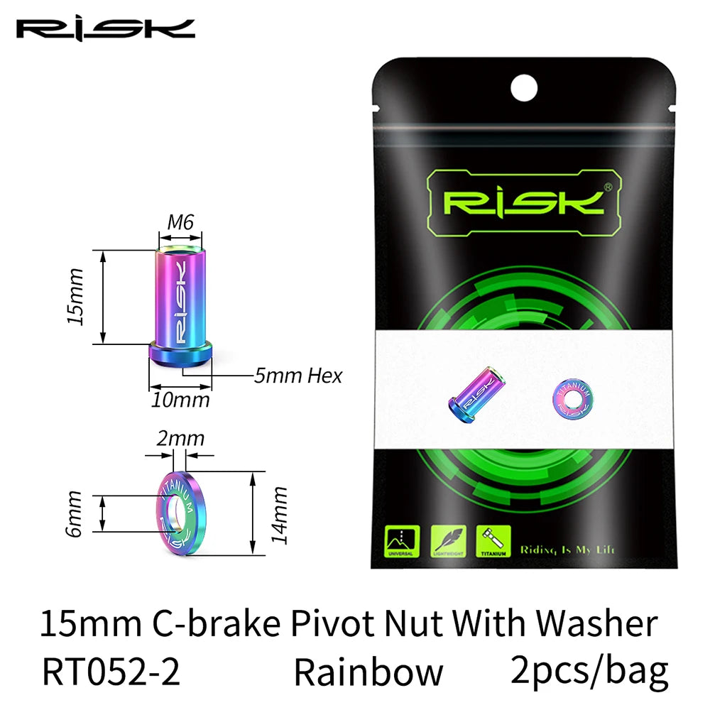 RISK Bicycle C Brake Caliper GR5(TC4) Titanium Road Bike C Clamp Fixed Nuts With Washer M6 x 10/15/20/25/30/40mm Cycling Parts