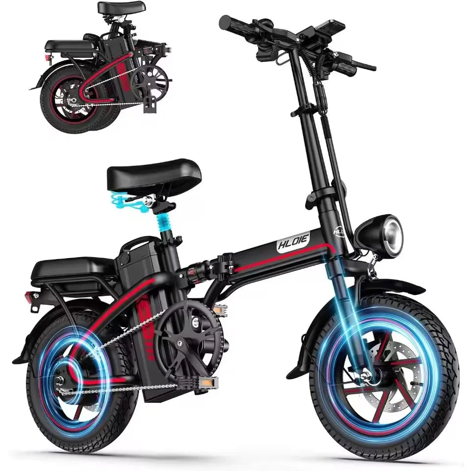Folding Electric Bike for Adults, 500W Motor, 25MPH Max Speed Ebikes, 48V 17AH Removable Battery, Up to 42 Miles, 14" Fat Tire