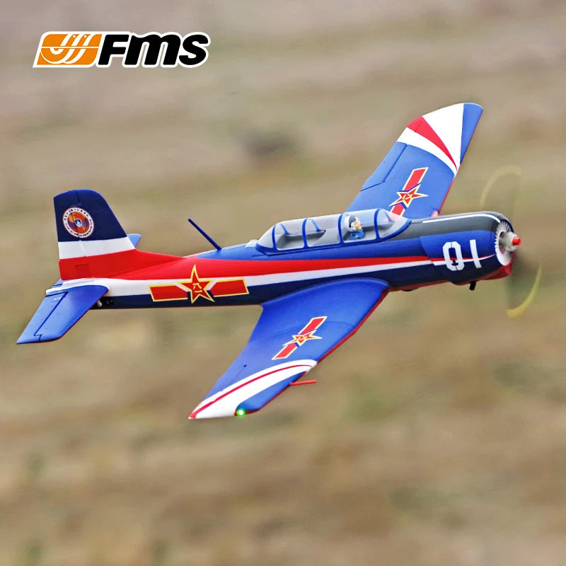 New FMS Model 1200mm First Class V2CJ-6 Air Force Fixed Wing Aircraft Training Aircraft Remote Controlled Electric Aircraft