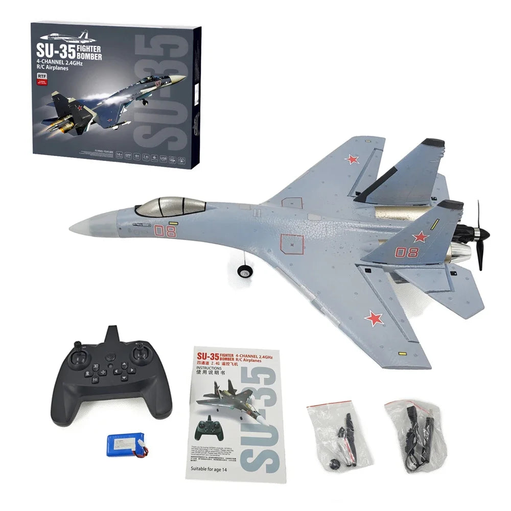 QF009 J16 Rc Plane 4CH Foam Remote Control Airplane Su35 Model Glider 2.4G 360° Flip-Roll 525mm Fixed Wing Fighter Aircraft Toy