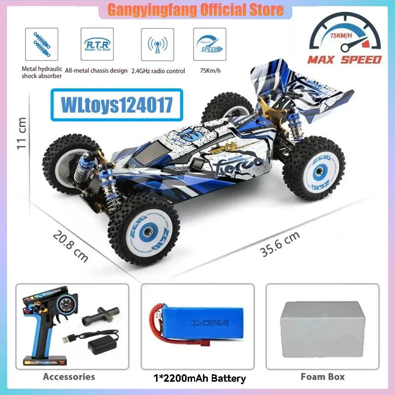 75 KM/H WLtoys 124016 V8 RC Car Brushless 4WD Electric High Speed Off-Road Remote Control Drift Rc Cars for Adults Toys