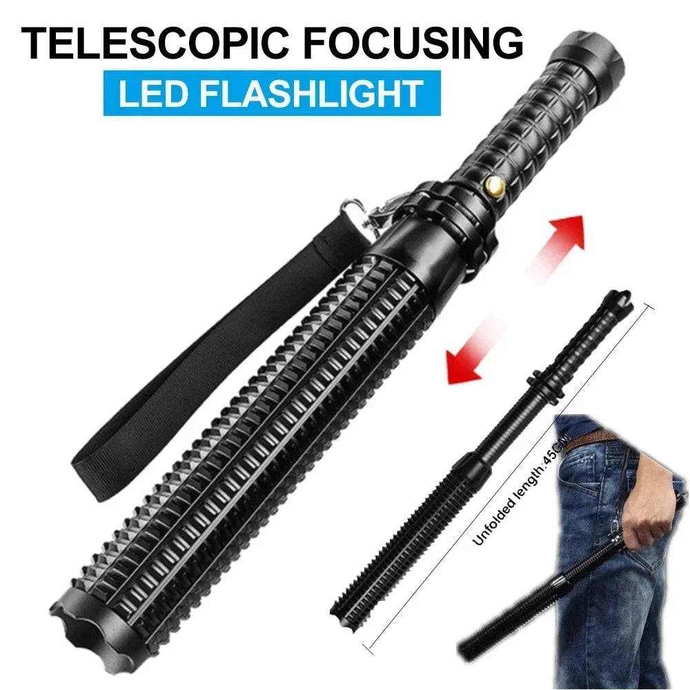 Wolf Tooth Stick Flashlight Strong Light Charging Outdoor Super Bright Multi Functional Telescopic Self Defense Window Patrol