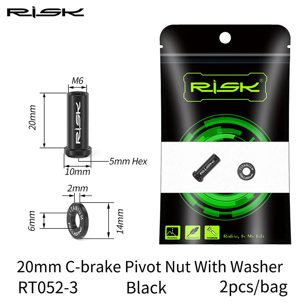 RISK Bicycle C Brake Caliper GR5(TC4) Titanium Road Bike C Clamp Fixed Nuts With Washer M6 x 10/15/20/25/30/40mm Cycling Parts