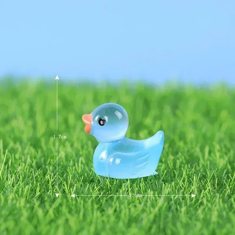 Mini Duck Glow At Night Miniature Figurines Cute Fairy Garden Decoration Luminous Swan Duck Desk Ornaments Dollhouse Crafts DIY