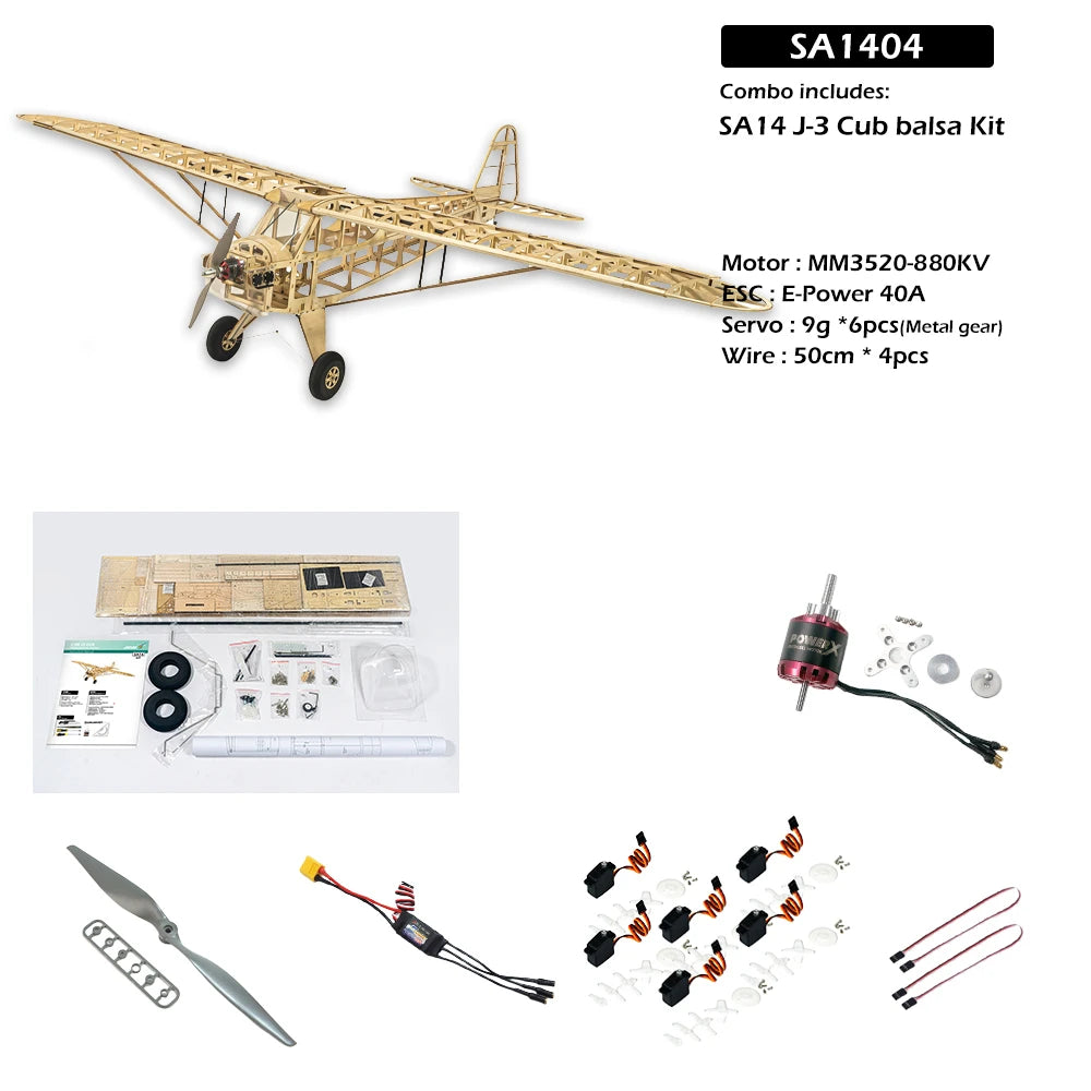 Dancing Wings Hobby SA14 J3 Cub 2000mm Wingspan Balsa Wood RC Airplane KIT / KIT+Power System Combo