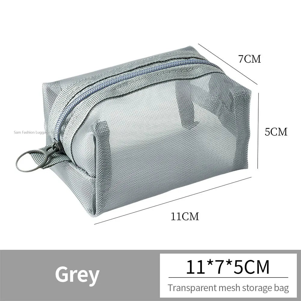 Multipurpose Breathable Square Mesh Storage Pouch Lightweight Mini Wash Bag Mini Zipper Coin Purse Large Capacity Coin Purse