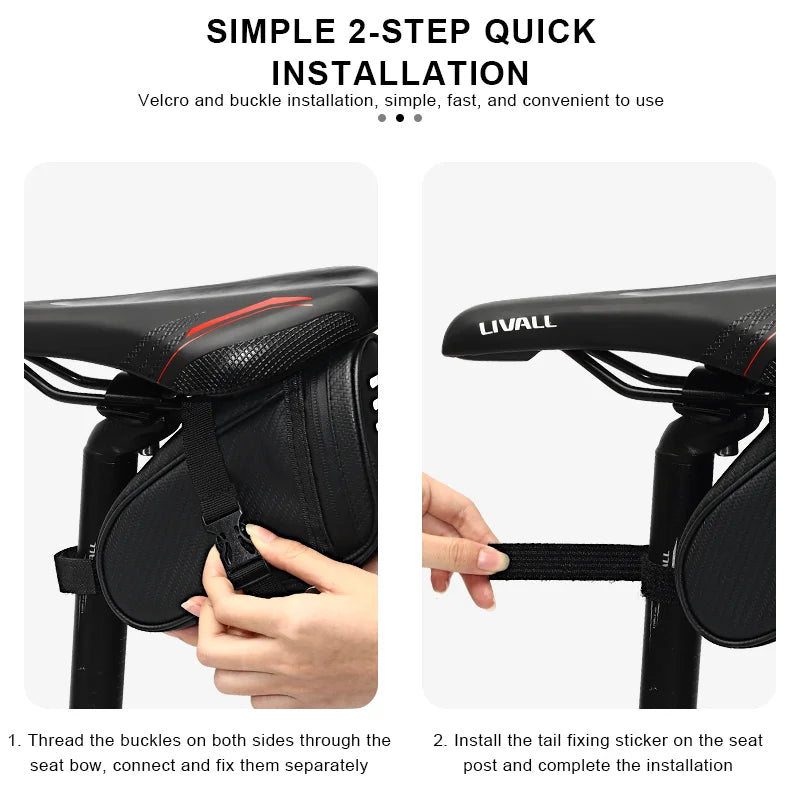 RIDERACE Bicycle Saddle Bag Small Waterproof Storage Black  Reflective For MTB Road Mountain Bike Seat Tail Rear Tool Pouch Bag