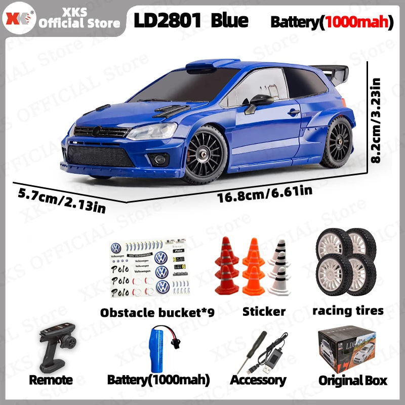 XKS LDRC LD2801 Pro 1/28 4WD RC Car Drift Racing Built-in ESP Gyroscope 2.4G Full Proportional Control RC Toy Gift for Boys Men