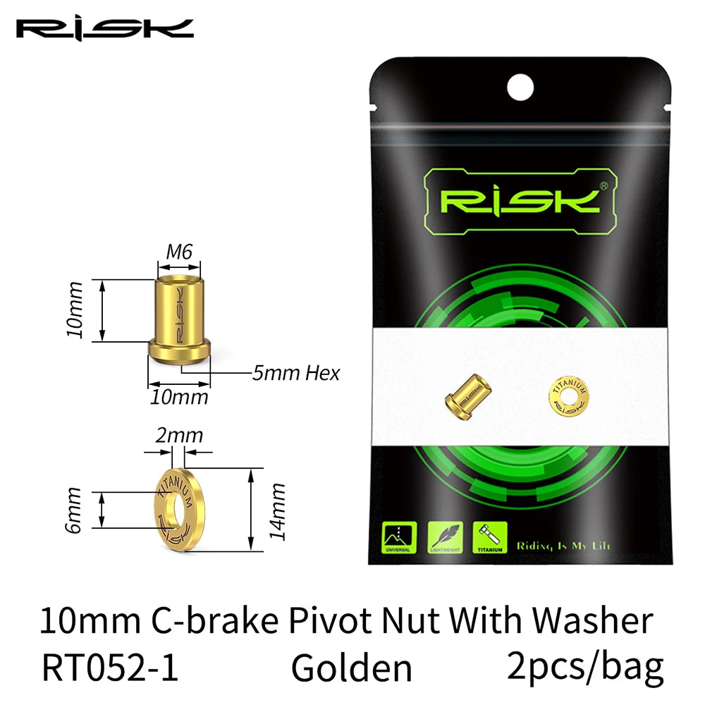RISK Bicycle C Brake Caliper GR5(TC4) Titanium Road Bike C Clamp Fixed Nuts With Washer M6 x 10/15/20/25/30/40mm Cycling Parts