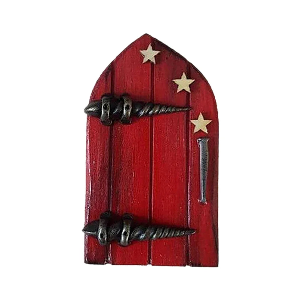 Elf Fairy Door Miniature Garden Tree Doors Miniature Yard Art Wooden Sculptures Mini Home Garden Doors Christmas Decoration