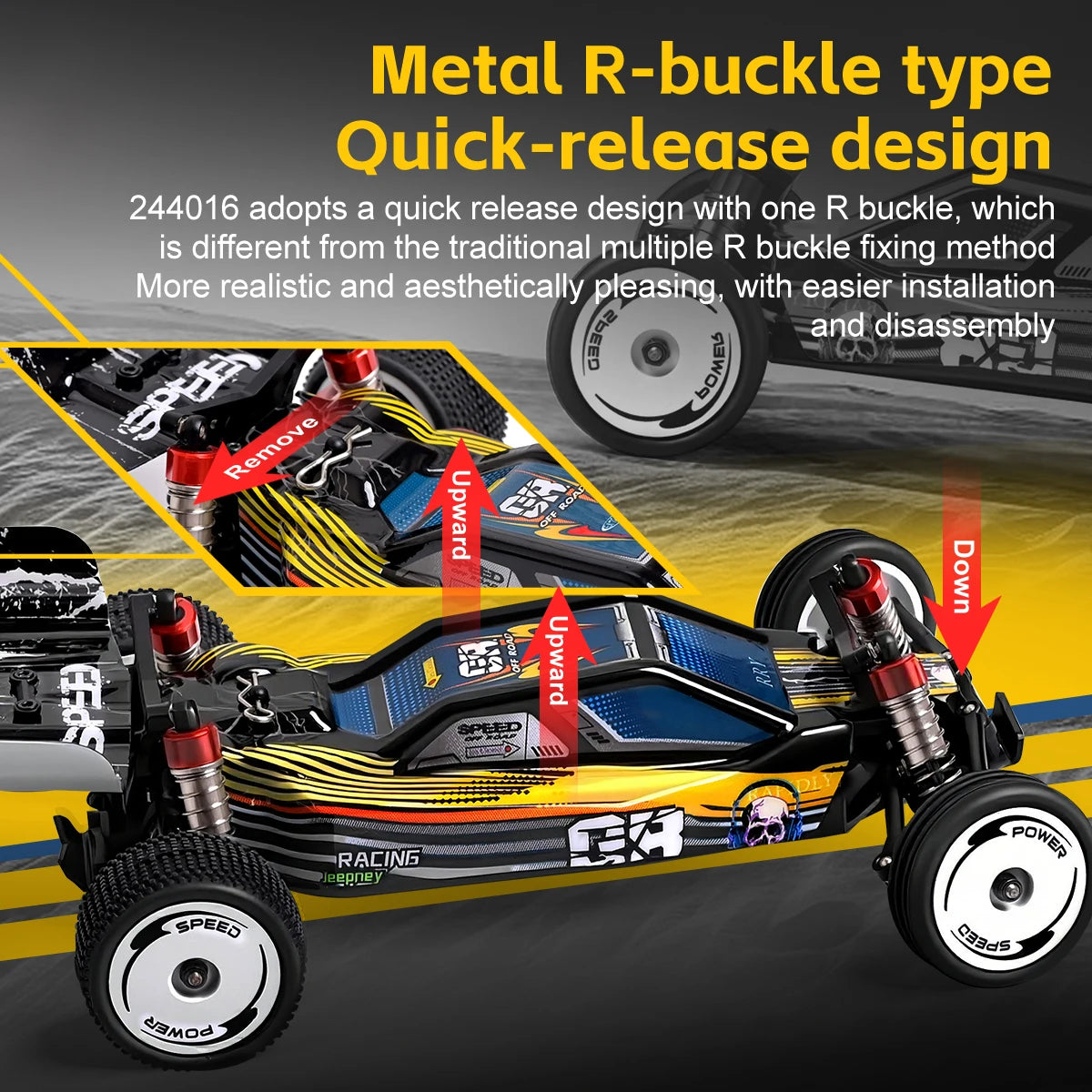 Original Wltoys 244016 RC Car 2WD Electric Racing Car With Gyroscope Full-Scale 25Km/h RC Drift Cars For Kids Adults Christmas