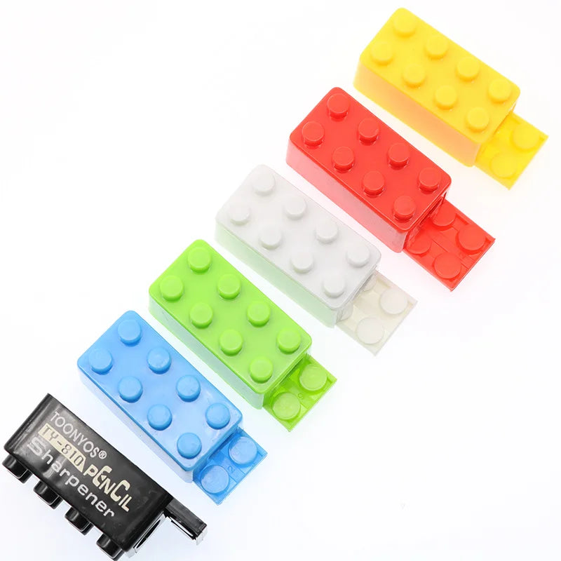 10pcs Building Blocks Pencil Sharpener Office And School Supplies Student Stationery