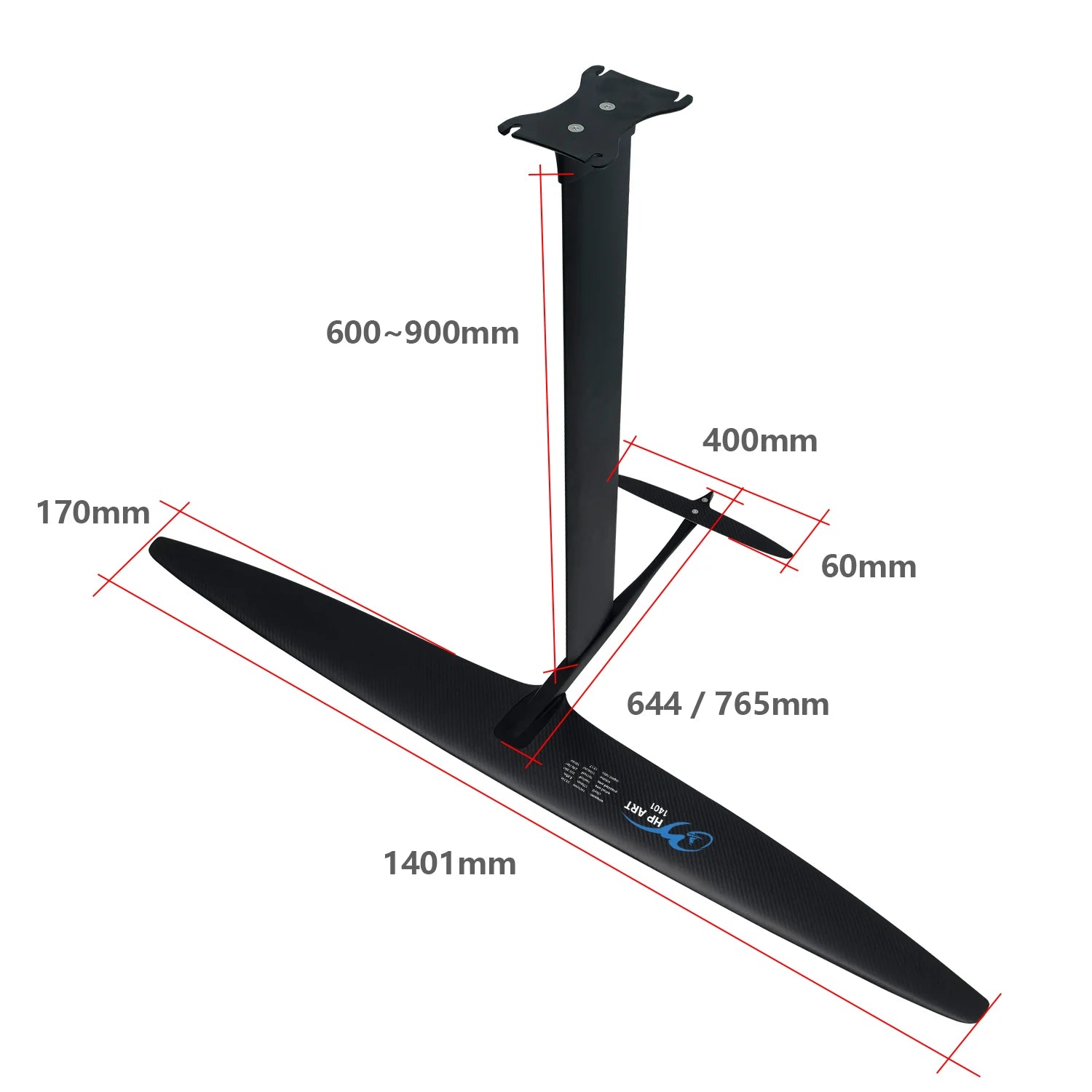ART Series Unpowered Hydrofoil GY-1401 1611sqcm High Endurance Carbon Fiber Material Advanced No Logo Hydrofoil Surfing