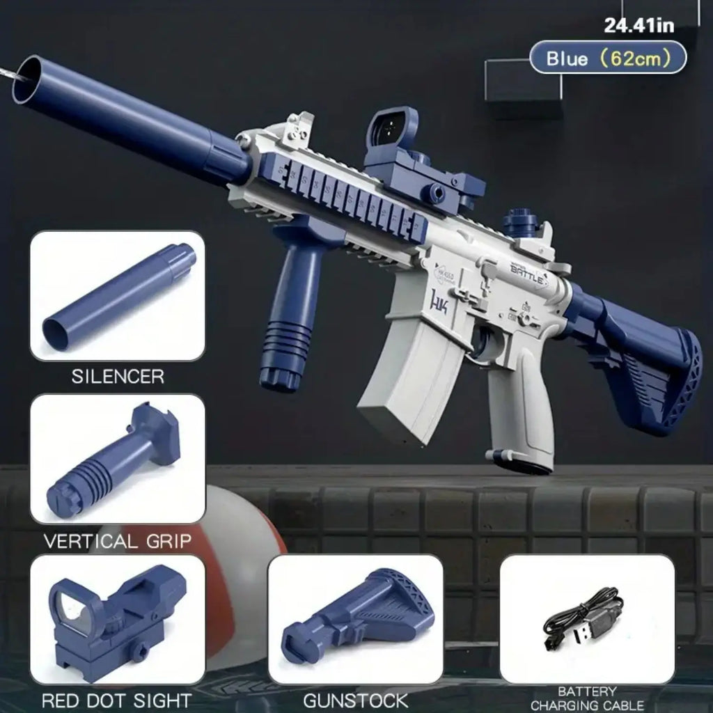 Unilabo M416 Electric Water Gun - Battery Powered With External Water Bottle Attachment - Perfect For Kids &amp; Adults Outdoor Fun