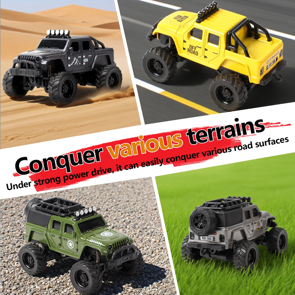 SENNIXIONG 1:64 MINI Alloy Electric Remote Control All Terrain Vehicle Light Climbing Truck Toy for Children Gift