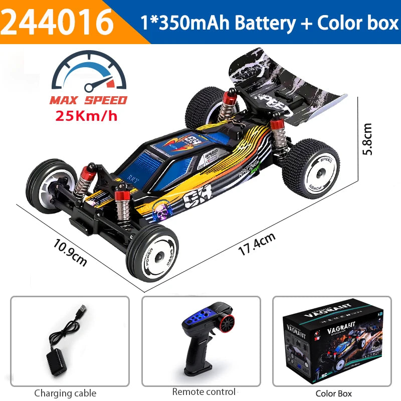 Original Wltoys 244016 RC Car 2WD Electric Racing Car With Gyroscope Full-Scale 25Km/h RC Drift Cars For Kids Adults Christmas