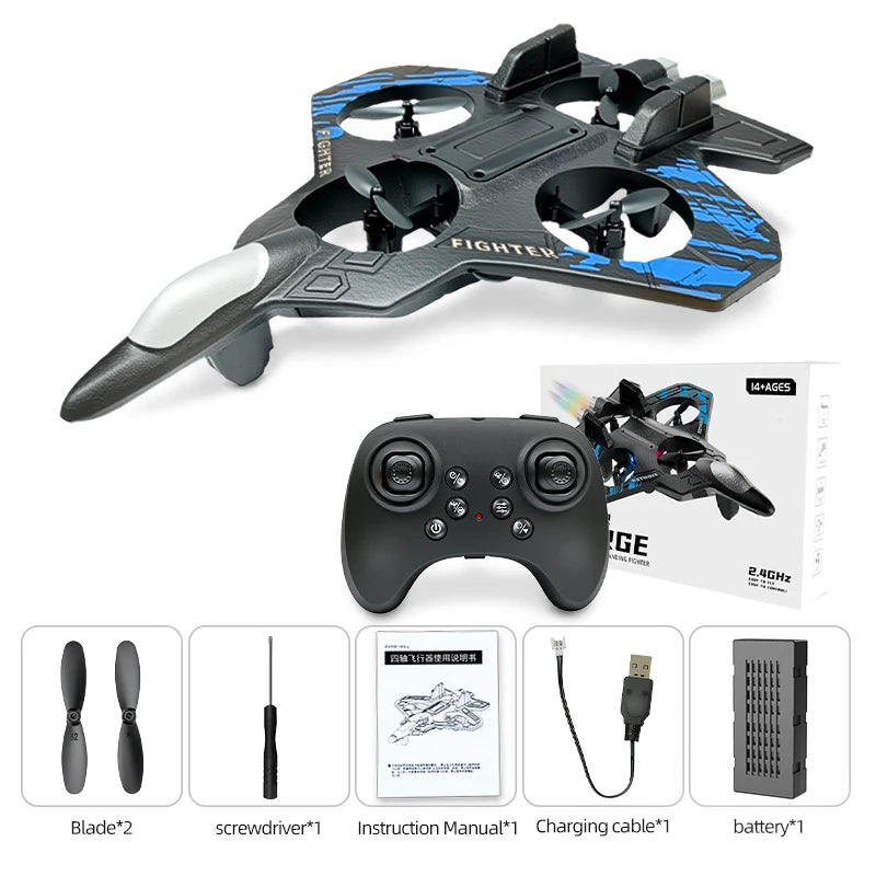 Foam RC Plane Fighter 2.4G Remote Control Stunt Glider 360° Rolling Flight Flying EPP Foam Aircraft with LED Toys for Kids