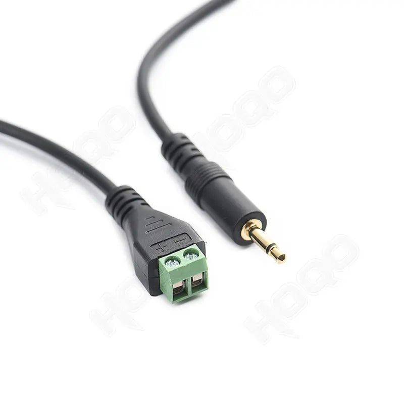 Gold plated 3.5mm headphone plug to screw terminal short cable, 1/8 'mono audio male audio device terminal extension transfer