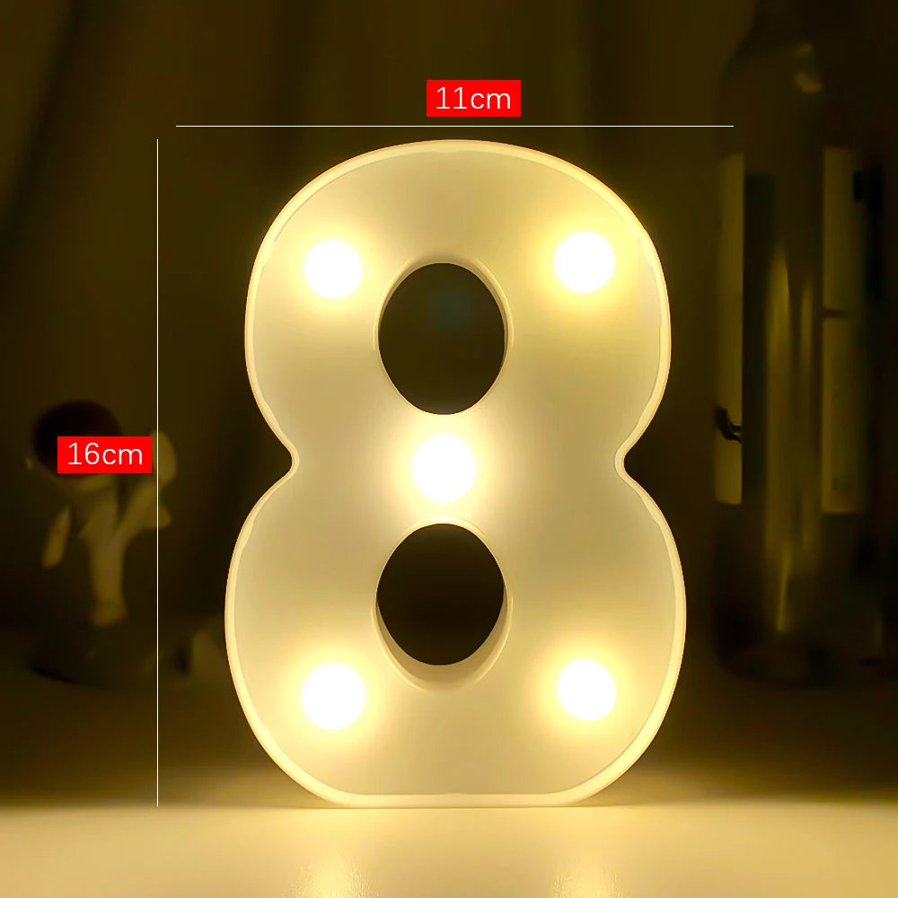Creative Luminous Digital Number Letter Light AAA Battery Powered Lamp Night Light for Christmas Wedding Birthday Party Decor