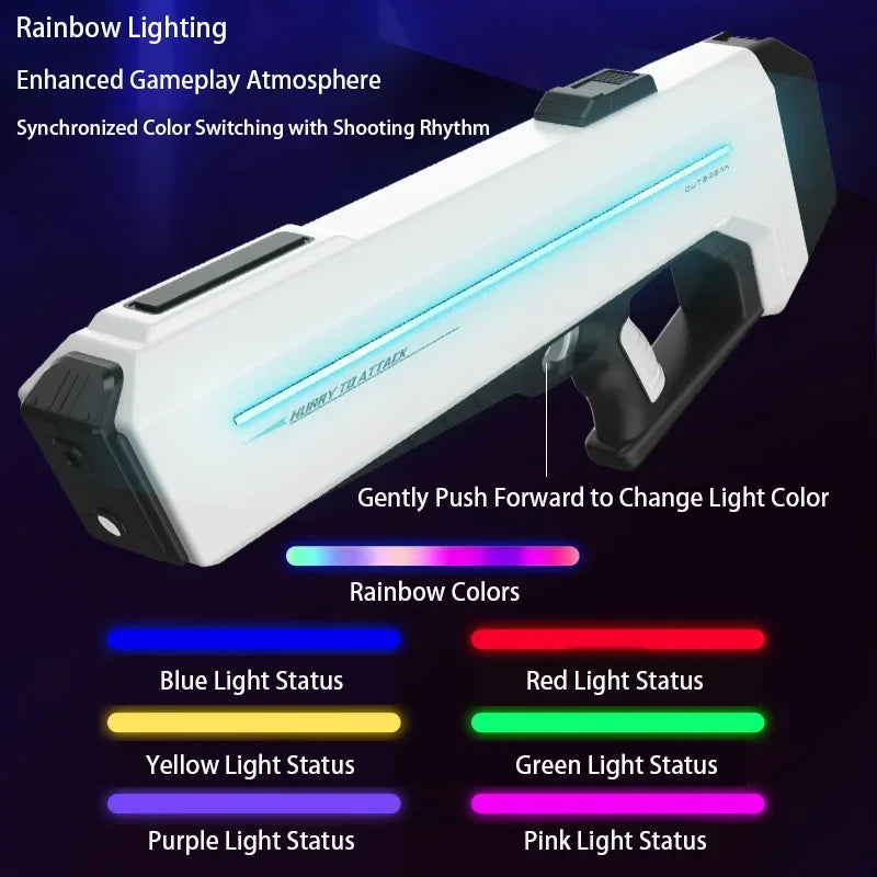 Super Burst Automatic Water Gun Toy, 2024 NEW LED Large Capacity Electric Shooting Water Gun Outdoor Swimming Pool Adult Gifts